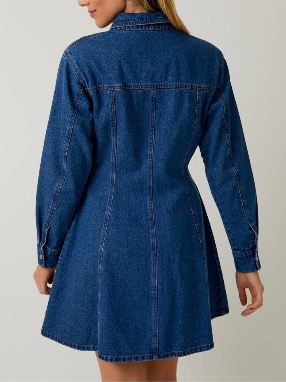 Classic Indigo Denim Button-Front Mini Dress - Picture 4 of 5
